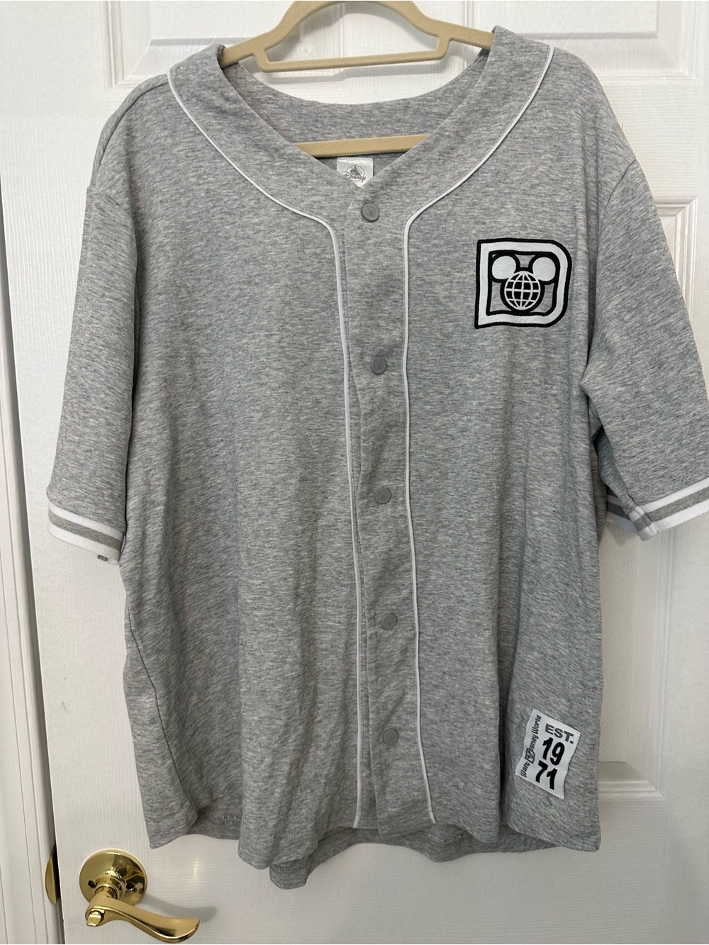 Disney Gray Heather Patch Tee with Black Print